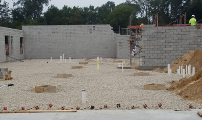 concrete blocks installed